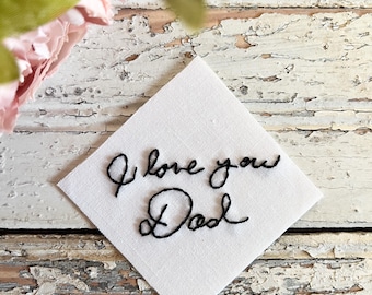 Memorial tie patch for groom, Handwriting jacket patch for father of the bride