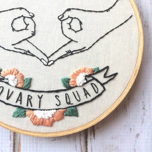 Embroidery Hoop Art Feminist Ovary Squad Floral embroidery Funny embroidery Women empowerment Hand embroidery Feminist embroidery Hand sign image 1