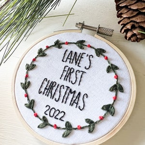 Babys first ornament, Embroidered 2022 ornament, custom ornament, My first ornament, Name ornament 2022, Personalized name ornament image 2