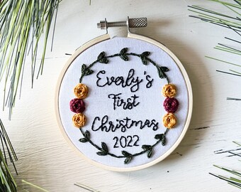 Personalized Embroidered Baby's First Christmas Ornament