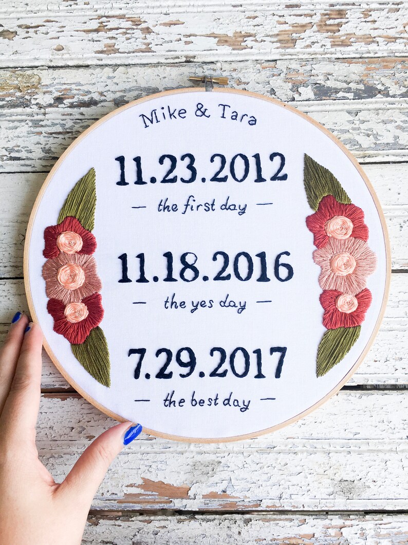 Wedding Embroidery Anniversary gifts for couples Hand Etsy