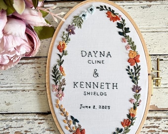 Hand Embroidered Wedding Invitation Replica, Cotton Anniversary Gift