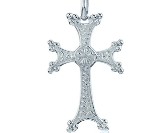 Armenisches Kreuz Anhänger Halskette Schmuck In Sterling Silber .925 Apostolisch Synolische Verzierte Khatchkar Handgemacht