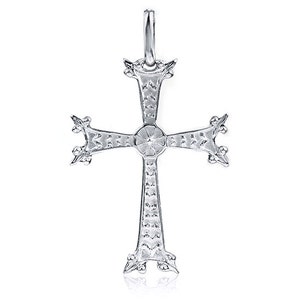 Armenian Cross Pendant Necklace Jewelry In Sterling Silver Apostolic Orthodox Ornate Hand Made