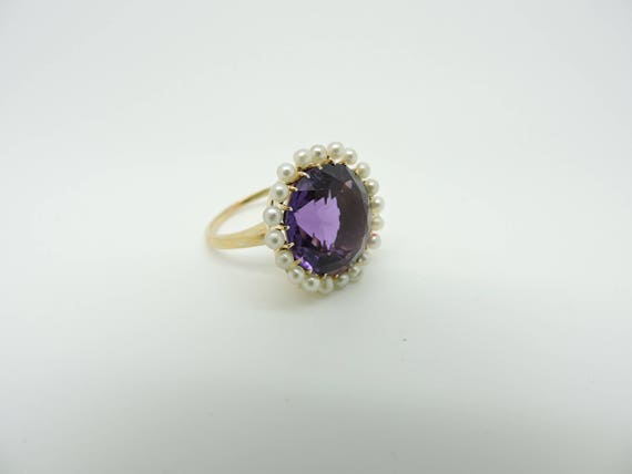 Beautiful Vintage 14k YG Amethyst and Pearl Cockt… - image 1