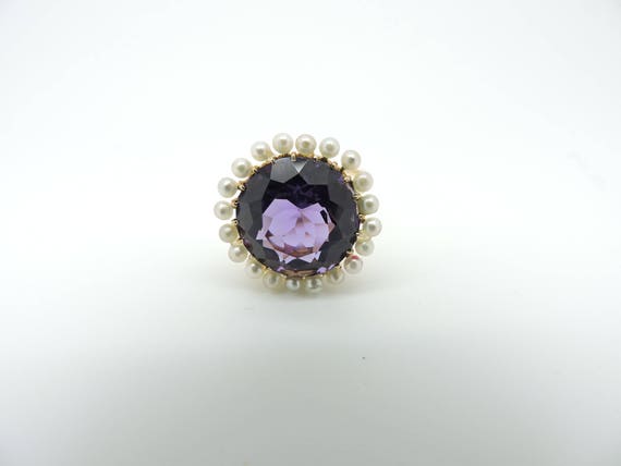 Beautiful Vintage 14k YG Amethyst and Pearl Cockt… - image 2