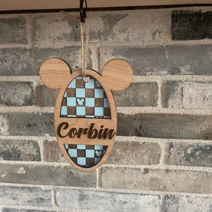 Personalized Disney Inspired Mickey and Minnie ornament/disney Christmas ornament one with personalization/easter basket tags/Disney
