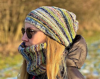 Multicolored Women Hand Knitted 2 Set /flecked Hippie Style  display picture 1