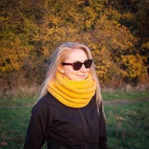 Mustard Yellow Knit Neckwarmer / Yellow Mustard Fall Winter Neckwear / Double Wrapped Yellow Shawl / Warm Winter Fashion Christmas Gift image 3