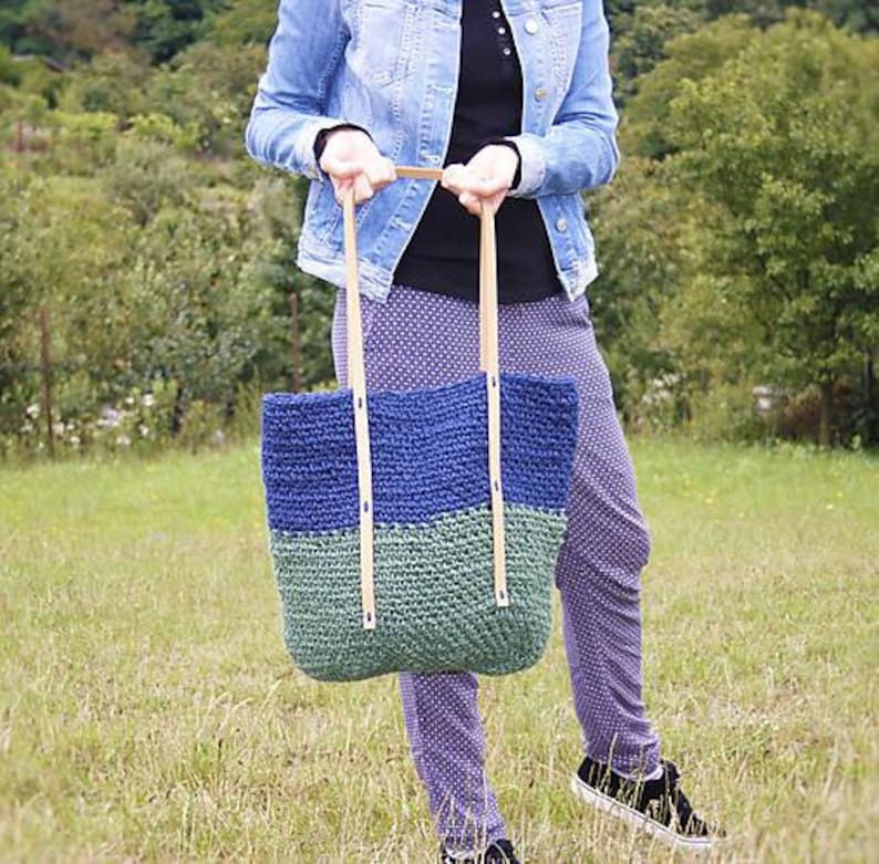 Green Blue Jute Tote / Jute Market Bag / Large Twine Shoulder Etsy UK