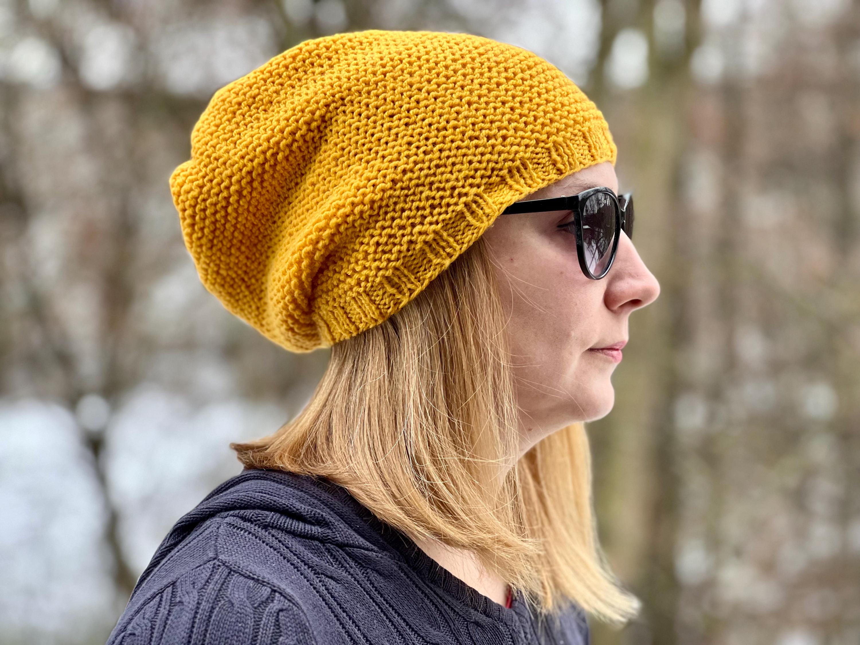 Mustard Yellow Slouchy Beanie Hat / Yellow Urban Style Hand  display picture 1