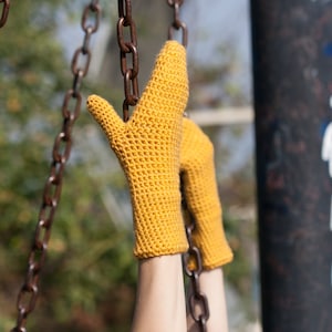 Yellow Mustard Winter Mittens / Yellow Mustard Crochet Arm Warmers / Warm Winter Gloves / Fall Winter Accessories / Best Christmas Gift
