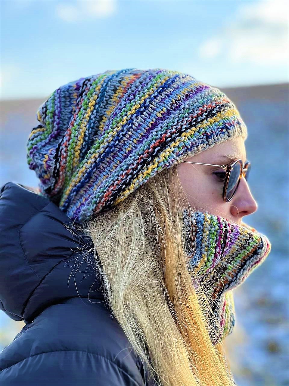 Multicolored Women Hand Knitted 2 Set /flecked Hippie Style  display picture 3