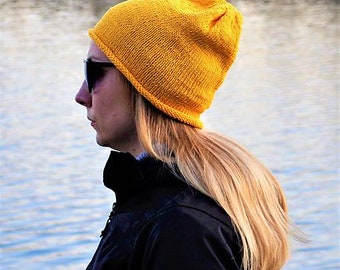 OUTERKNOWN yellow organic cotton slouchy knit beanie hat yellow men\'s women\'s Outerknown | Accessories | Outerknown Cashmere Knit Beanie  main image 2
