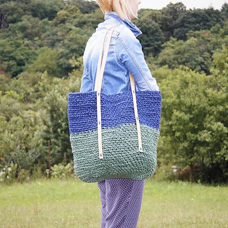 Green Blue Jute Tote / Jute Market Bag / Large Twine Shoulder Etsy UK