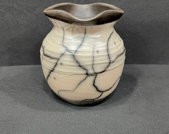 Wheel thrown Naked Raku Vase