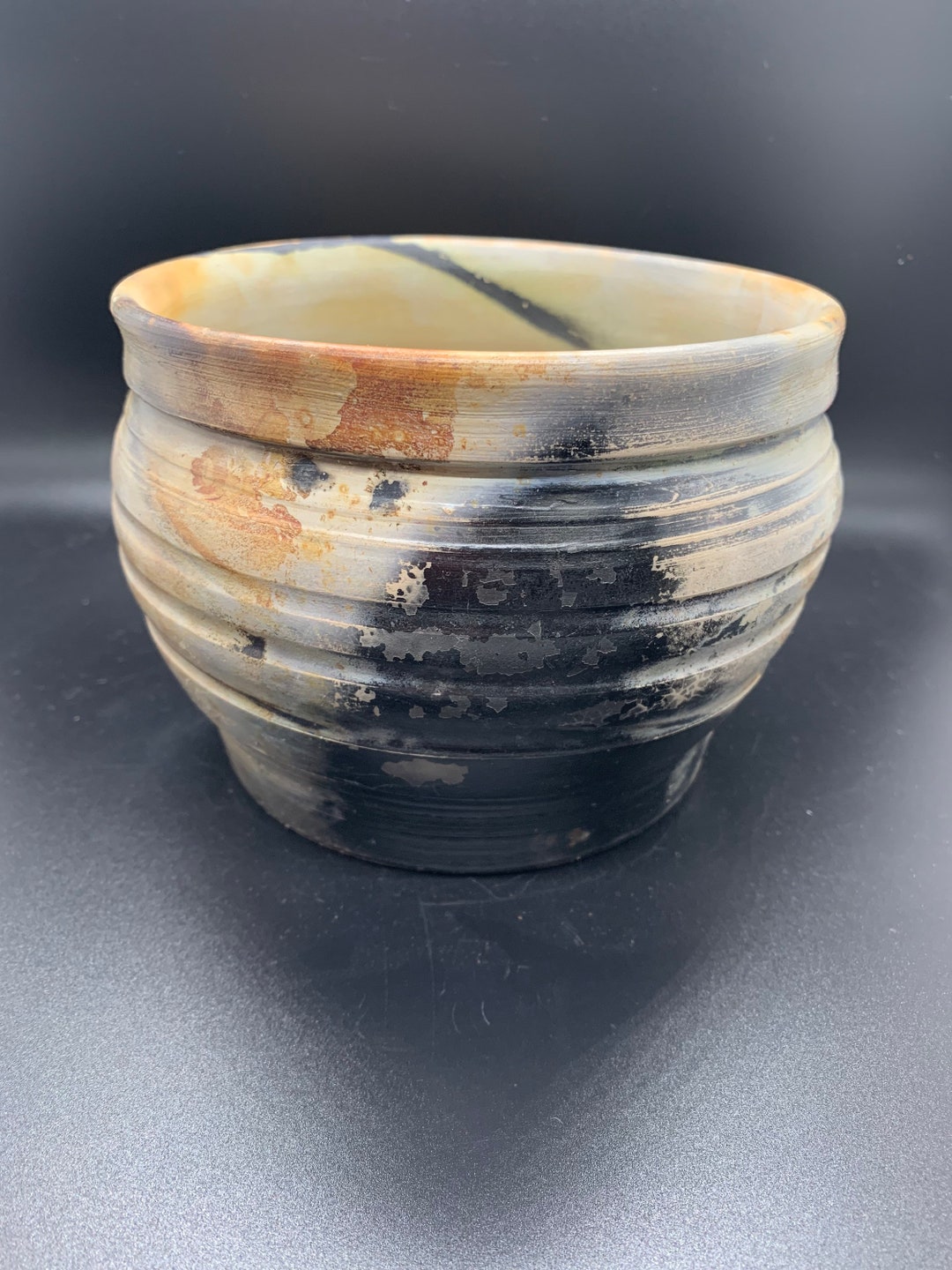 Pit Fired Vase/bowl Wheel Thrown Pottery - Etsy