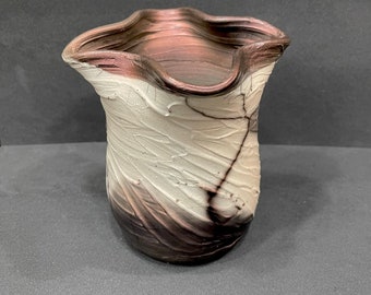 Wheel thrown decorative Naked Raku Vase