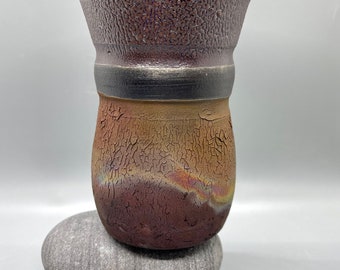 Wheel thrown decorative Raku Vase