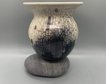 Wheel thrown decorative Naked Raku Vase