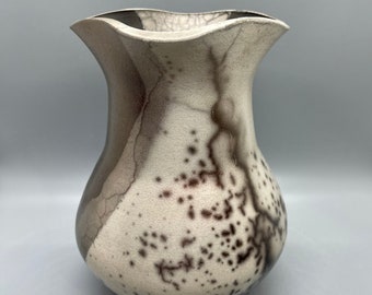 Wheel thrown decorative Naked Raku Vase