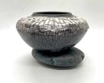 Wheel thrown decorative Naked Raku Vase