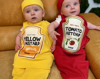 Ketchup and Mustard Twin Baby Costume: Fleece Swaddle Set