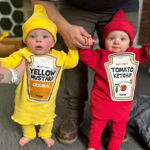 Ketchup und Mustard Zwillingskostüm: Fleece Halloween Schlafanzug