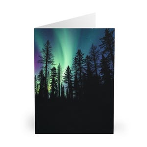 Wenskaarten, noorderlicht, briefpapier natuur, boskunstprints, pakket Celestial Cards, Aurora Borealis