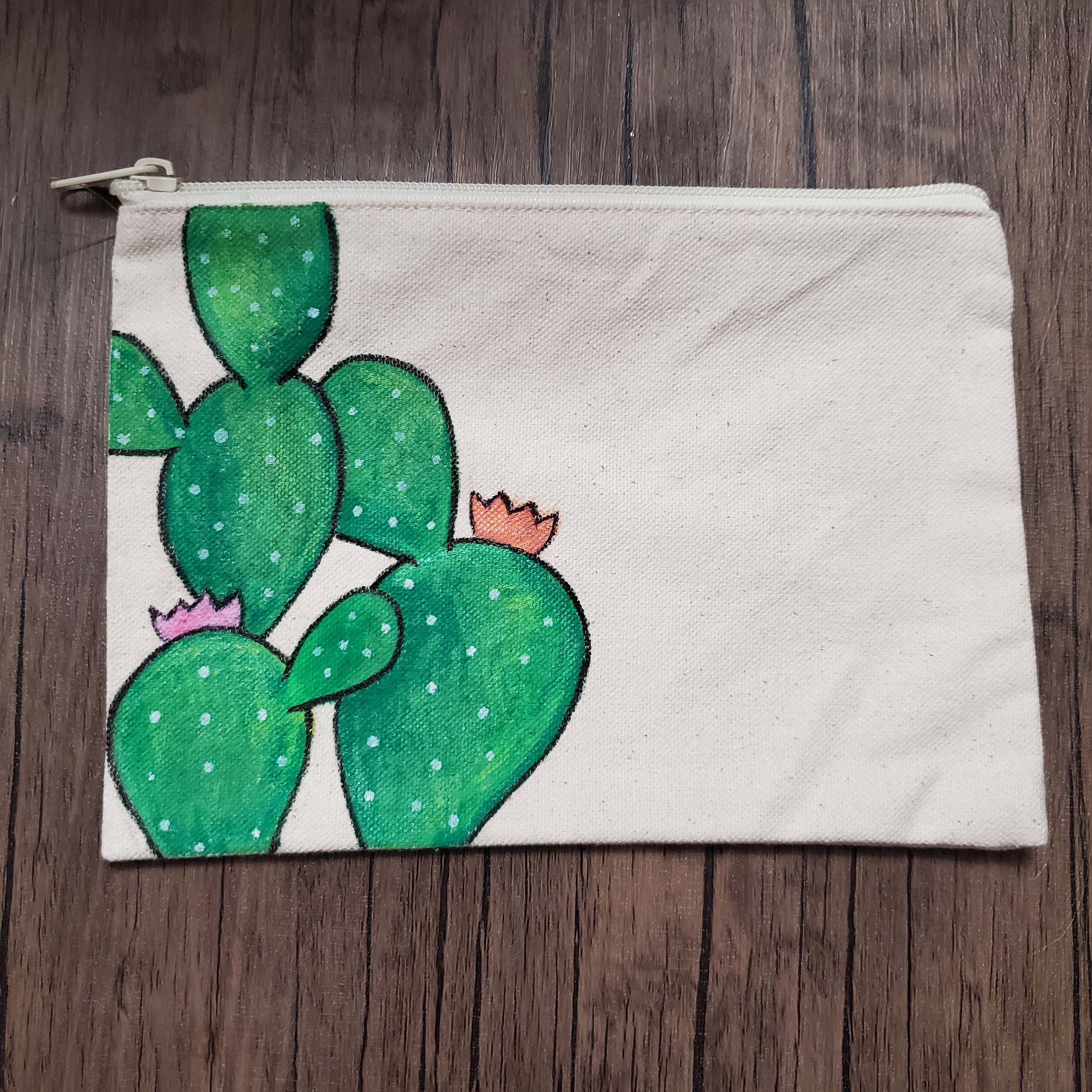 Multipurpose zipper Canvas pouch hand painted Etsy