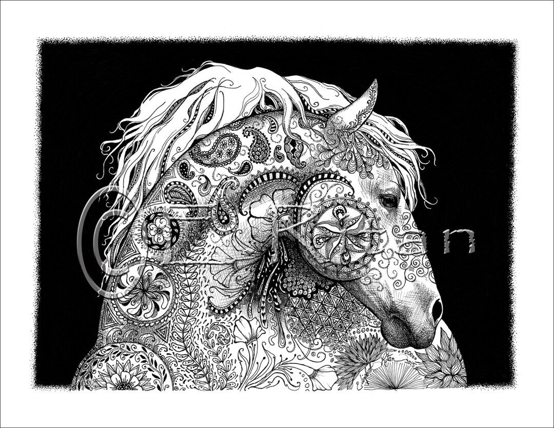 Zen Horse Print of Original Pen & Ink Etsy