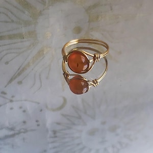 Carnelian Ring, Carnelian Gemstone Crystal Rings - Choose Size Quality Carnelian Gemstone Jewelry, Wire wrapped ring