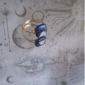 Blue Lapis Lazuli Square Wire Wrapped Ring/Handmade jewelry Rings/Throat Chakra Healing Ring