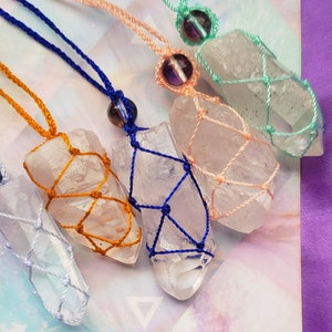 Choose your own Macrame Wrapped Clear Quartz Necklace/Meditation Necklace/ Energy Clearing/Energy balancing Necklace