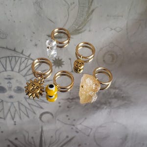 5 piece goddess loc set, Loc jewelry, festival hair, Braid jewelry, Braid rings, Loc Rings, Dreadlock jewelry
