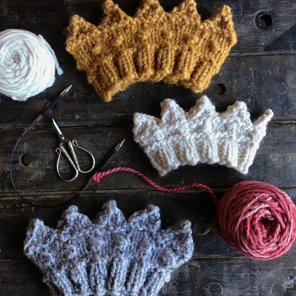 KNITTING PATTERN : Easy and Quick Knit Crown Headband Ear Warmers with BONUS Baby Crown Head Warmer Pattern added!