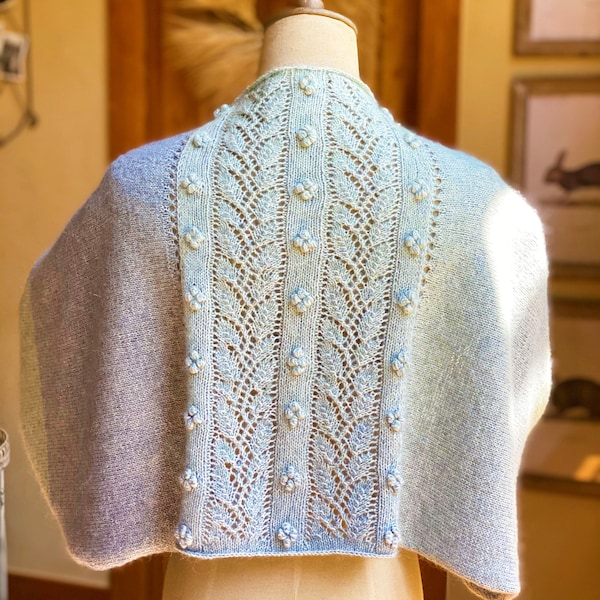 STRICKMUSTER: Leichtes Spitze Braut Hochzeit Capelet Schal Schal mit Ärmeln