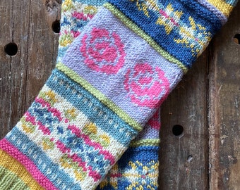 PATRÓN DE TEJIDO: Calentadores coloridos para piernas o botas Fair Isle "In Living Color" Patrón PDF