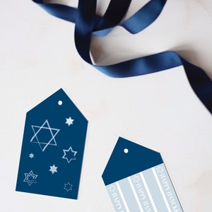 Hanukkah Printable Gift Tags l Menorah l Star of David l 8 Candles l DIGITAL DOWNLOAD image 1