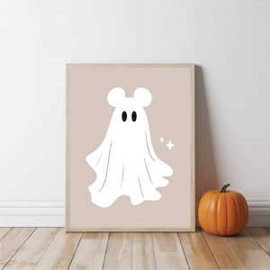 Mickey Ghost Printable Wall Art | Disney Halloween Home Decor | Spooky Disneyland Halloween Fall Art Print | INSTANT DIGITAL DOWNLOAD