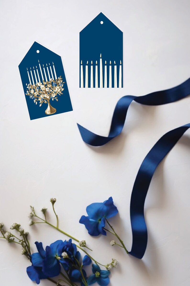 Hanukkah Printable Gift Tags l Menorah l Star of David l 8 Candles l DIGITAL DOWNLOAD image 3