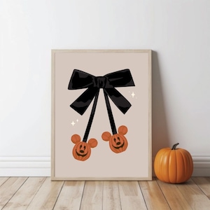 Mickey Pumpkins w/ Bow Printable Wall Art | Disney Halloween Decor | Spooky Disneyland Halloween Fall Art Print | INSTANT DIGITAL DOWNLOAD