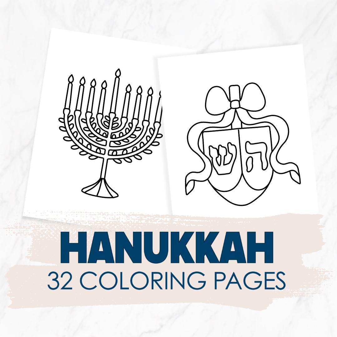 Hanukkah Coloring Pages Printable - Full Coloring Book 32 Bold and Easy ...