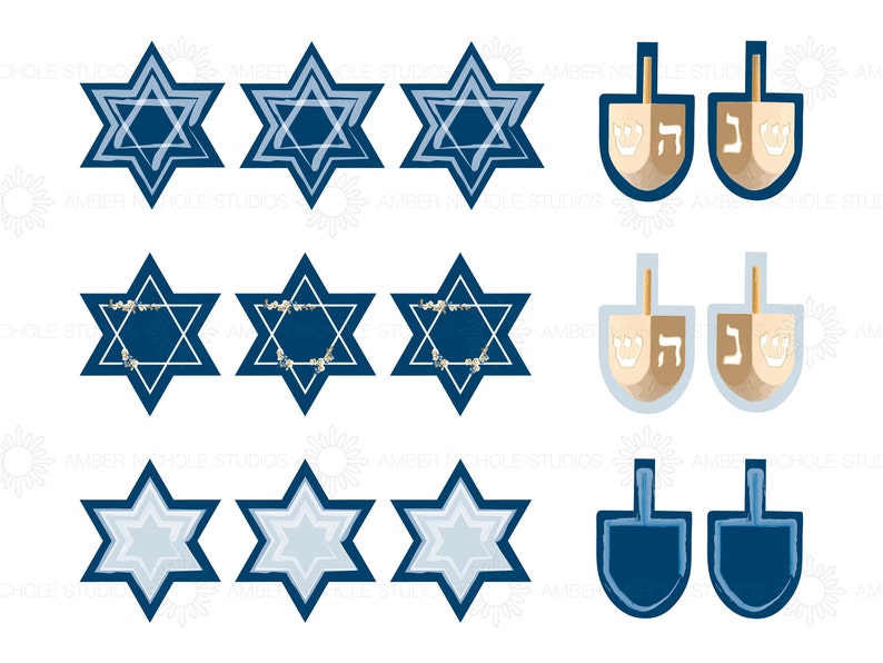 Hanukkah Printable Gift Tags & 8 Nights of Hanukkah Numbers l Star of David l Dreidel l DIGITAL DOWNLOAD image 6