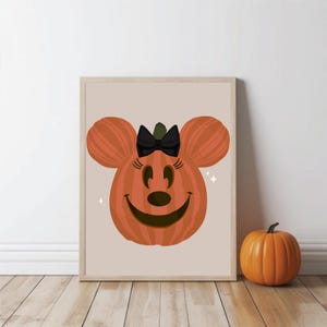 Minnie Pumpkin Printable Wall Art | Disney Halloween Decor | Spooky Disneyland Halloween Fall Art Print | INSTANT DIGITAL DOWNLOAD