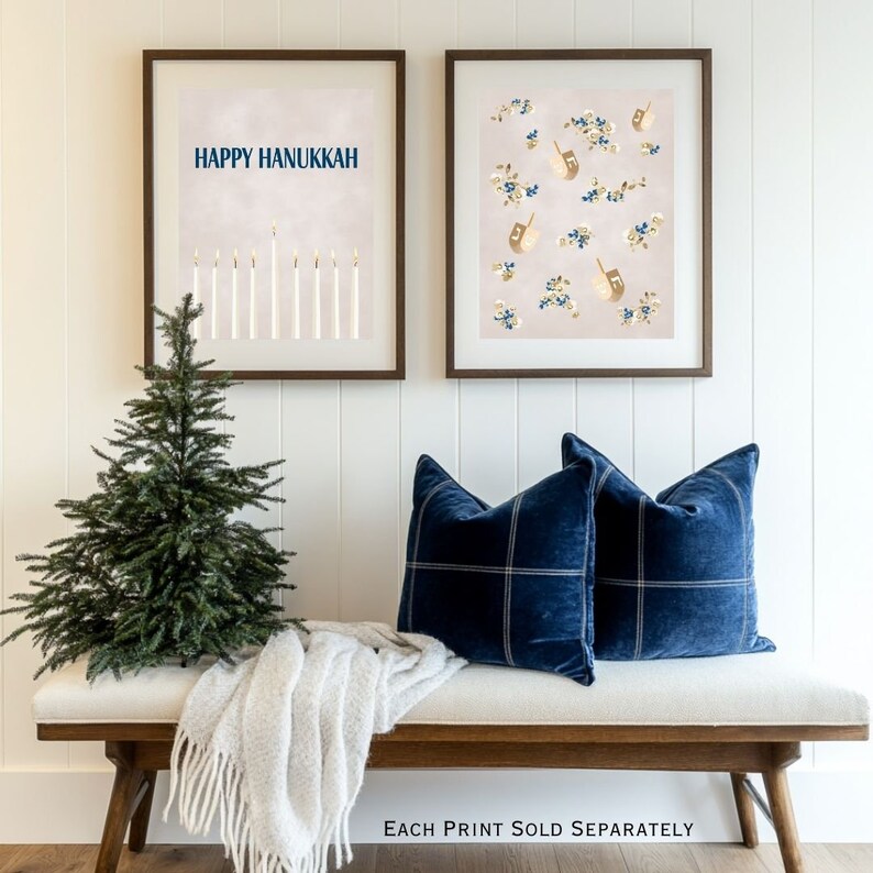Happy Hanukkah Holiday Printable Wall Art Menorah Candles Classy Cute