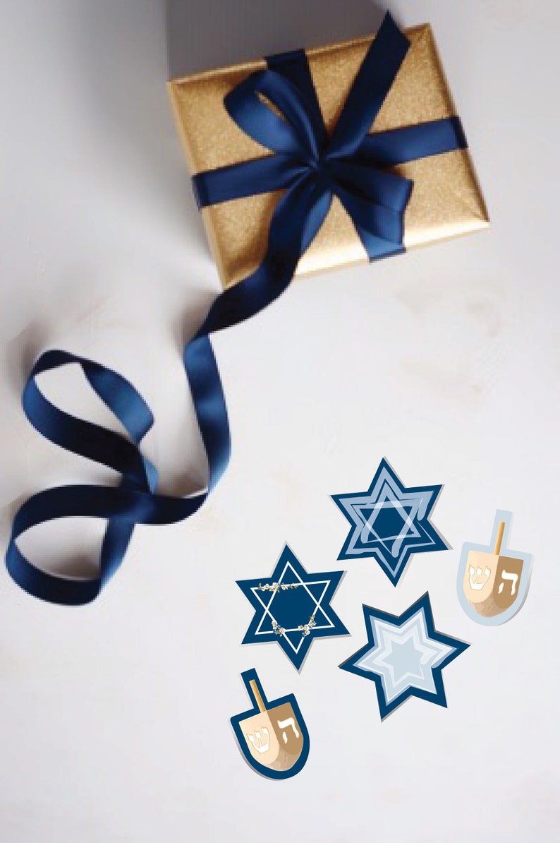 Hanukkah Printable Gift Tags & 8 Nights of Hanukkah Numbers l Star of David l Dreidel l DIGITAL DOWNLOAD image 2