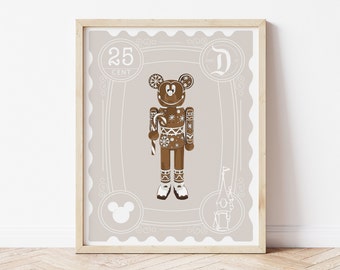 Mickey Gingerbread Nutcracker Vintage Stamp l Digital Art l Christmas Printable Wall Art l Christmas Decor l DIGITAL DOWNLOAD