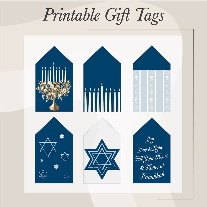 Hanukkah Printable Gift Tags l Menorah l Star of David l 8 Candles l DIGITAL DOWNLOAD image 4