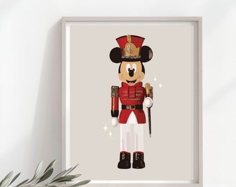Mickey Band Director Nutcracker with Snowflakes l Digital Art l Christmas Printable Wall Art l Christmas Decor l DIGITAL DOWNLOAD